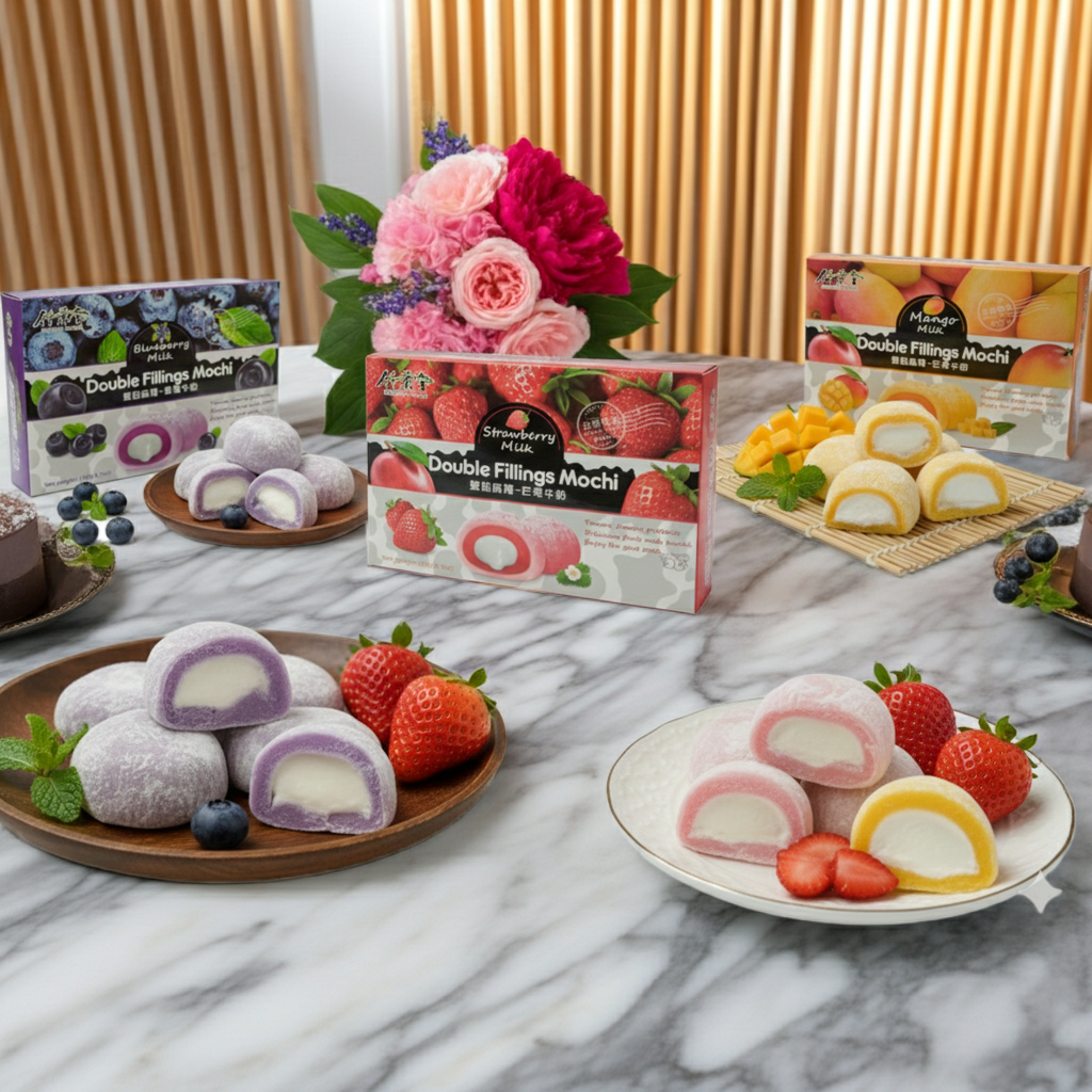 Mochi Doppio Ripieno Fragola Mango Mirtillo - Dolci Taiwan 180g