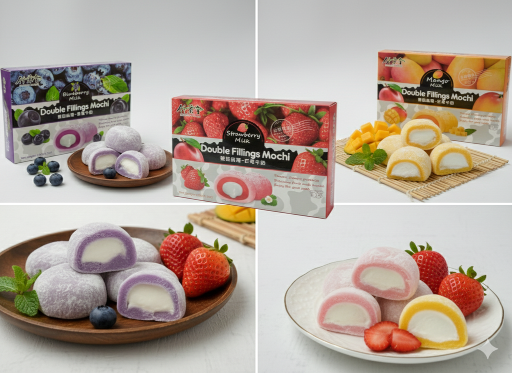 Mochi Doppio Ripieno Fragola Mango Mirtillo - Dolci Taiwan 180g